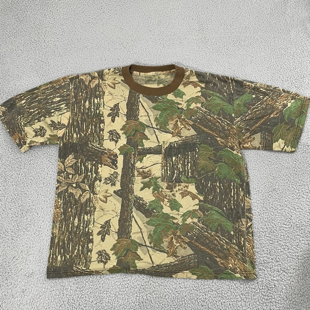 VTG Realtree Camouflage T-Shirt Men 2XL USA Hunting Outdoor Short Sleeve Pocket